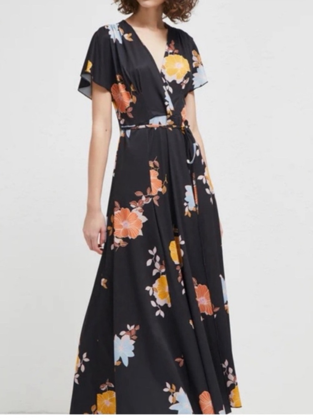 French Connection Black Maxi Dress with Floral Print